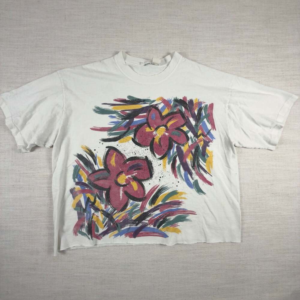Vintage Abstract Floral Graphic Cropped T-Shirt
